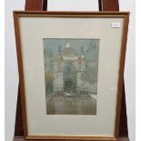 Lord Adeane Watercolour titled 'Gardens of Alcazar, Seville' [Frame 40x31cm]