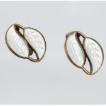 A Pair of Norwegian 925 silver and enamel clip on earrings.