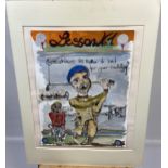 An original watercolour depicting golfer titled 'Lesson 1'