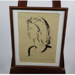 Brian Bourke Monochrome Lithograph- Scandinavian Girl, signed and limited 39/70. [Frame 42x34cm]