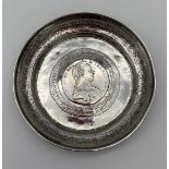 A Silver pin dish containing a 1780 R.IMP. HU. BO. REG Coin. [11cm in diameter] [94grams]