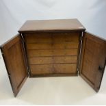 19th century paneled two door chest with interior graduating drawers [57x59x36cm]