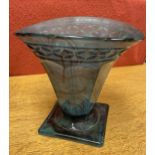 A French Art Deco blue glass vase. [21cm in height]