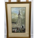 Hamish Bruce Original painting of Falkirk High St. [71x46cm- gilt frame]