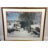 A Large print after J McIntosh Patrick titled 'Sidlaw Village, Winter' [73x88cm]