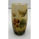 Daum Nancy Art Nouveau Vase, silhouette foliage and berry design. Made in France, c1905-1910. [12.