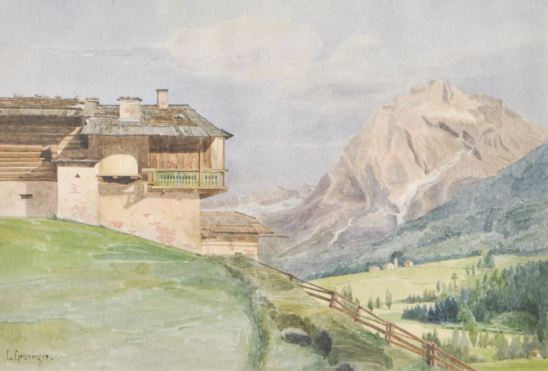 Leopold Graninger - Alpenlandschaft mit Bauernhof