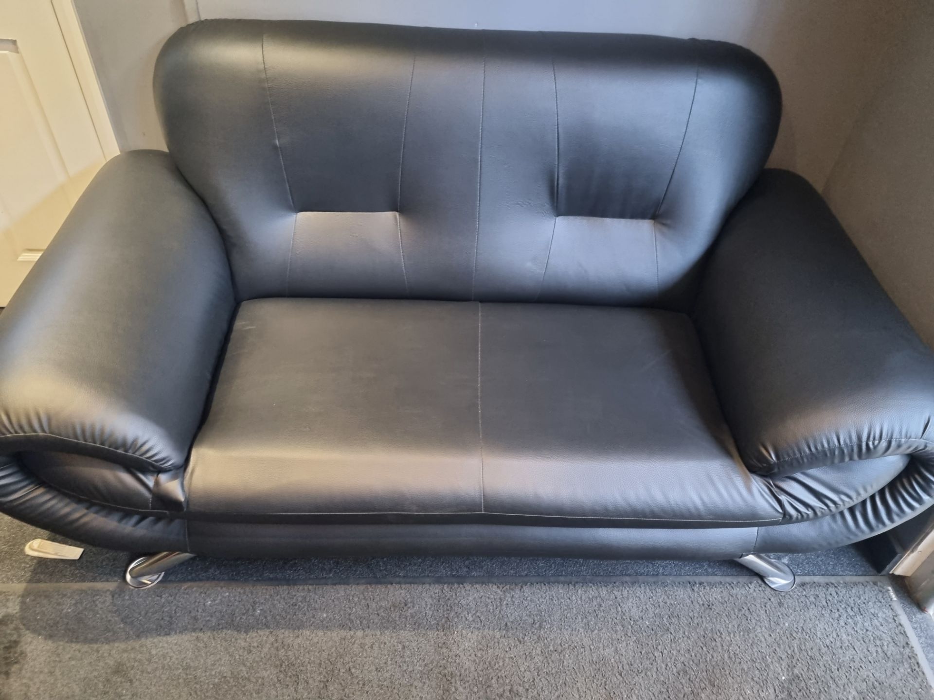 1 x 2 seater Black Leather Sofa