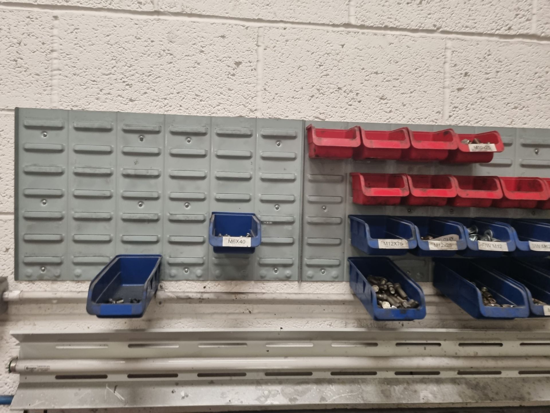 Parts Bin Rack (Wall Mounted), Parts Bins & Contents