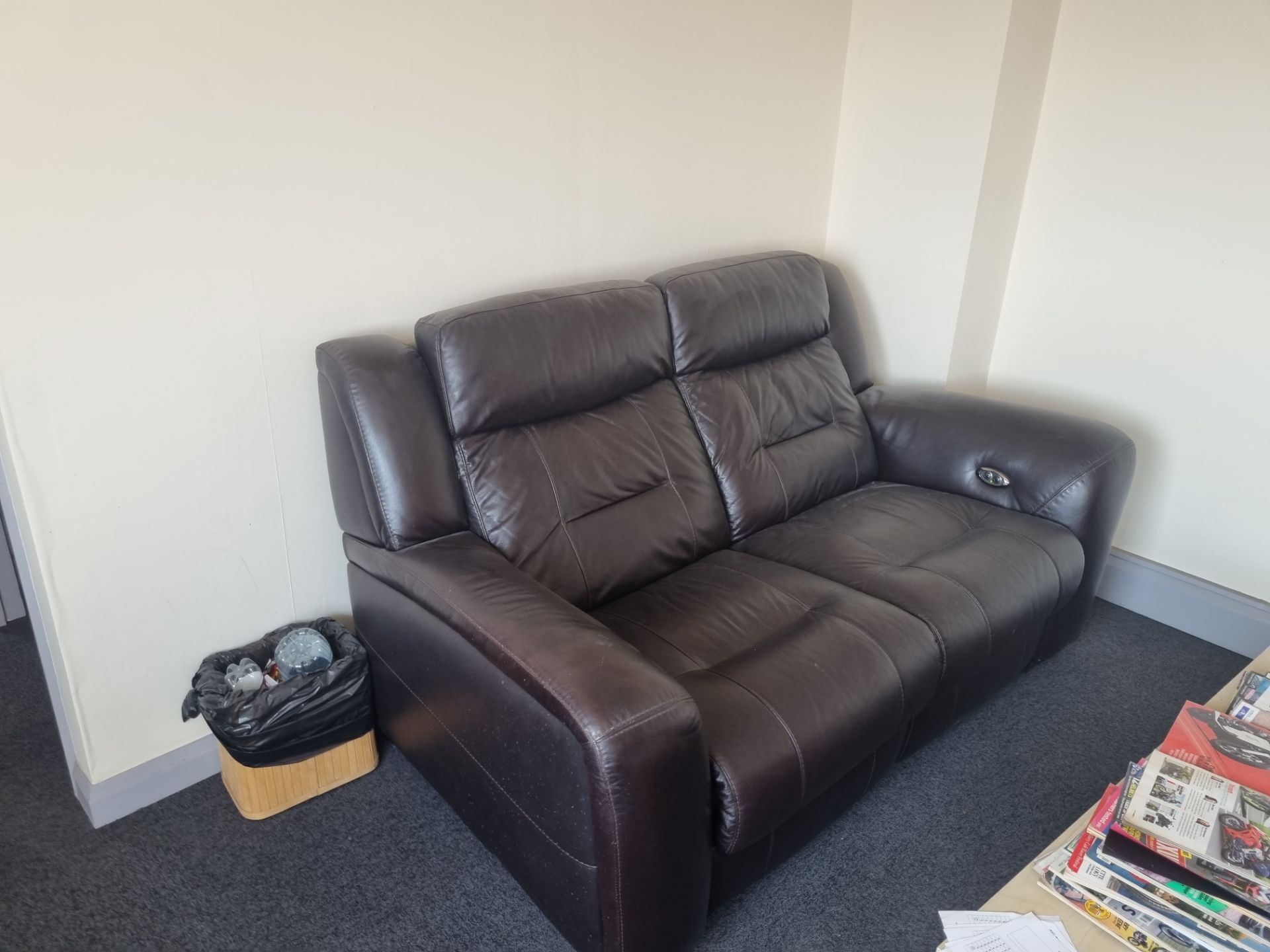 Brown Leather Reclining Sofa