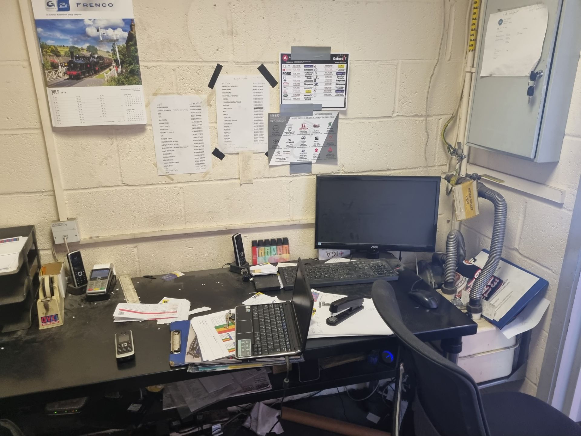 Black Desk and 2 Office Chairs