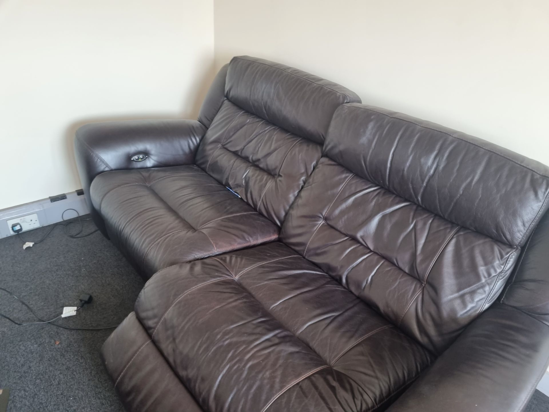 Brown Leather Reclining Sofa