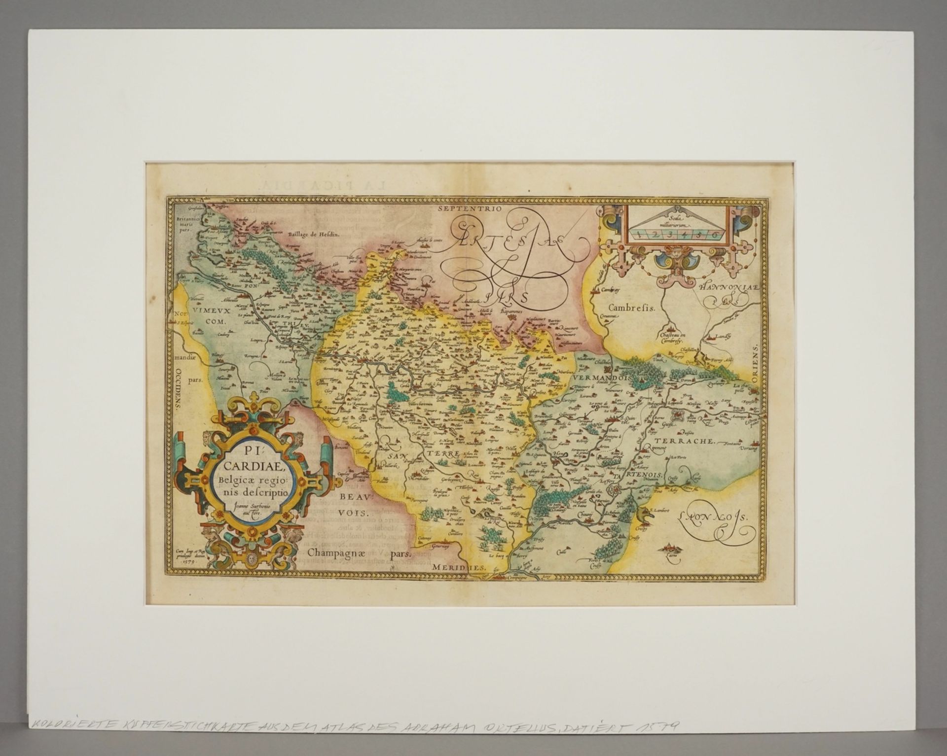 Abraham Ortelius, ""Picardiae, Belgicae regionis descriptio" (Karte der Picardie)" - Image 2 of 4