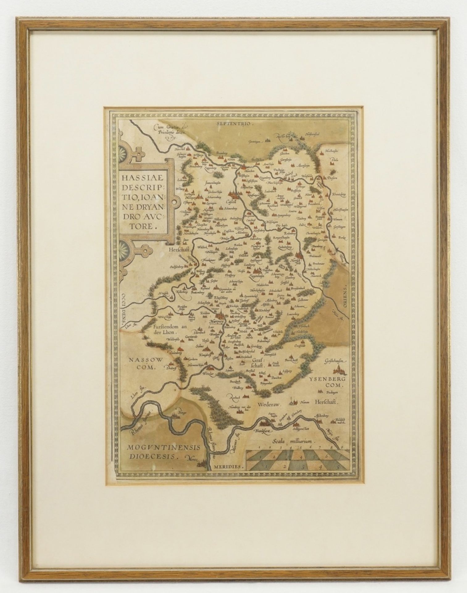 Abraham Ortelius, "Hassiae Descriptio, Ioanne Dryandro Auctore (Landkarte Hessen)" - Image 2 of 2