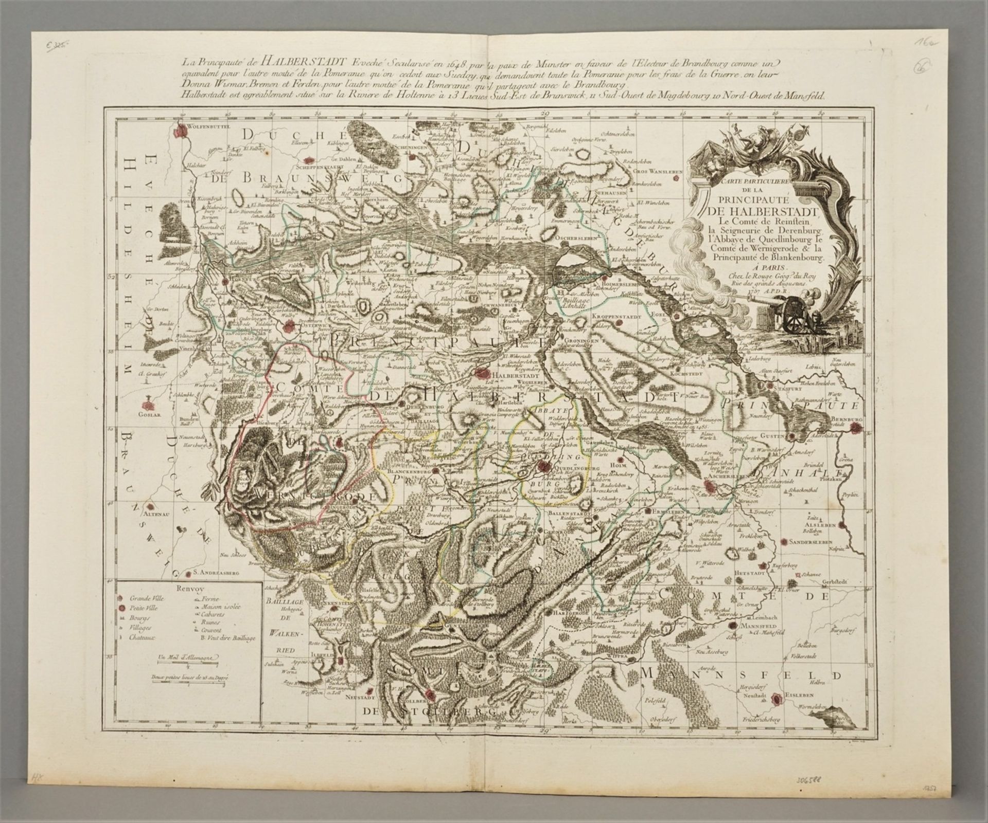 Landkarte, "Carte particuliere de la Pricipauté de Halberstadt [...]" - Image 2 of 3