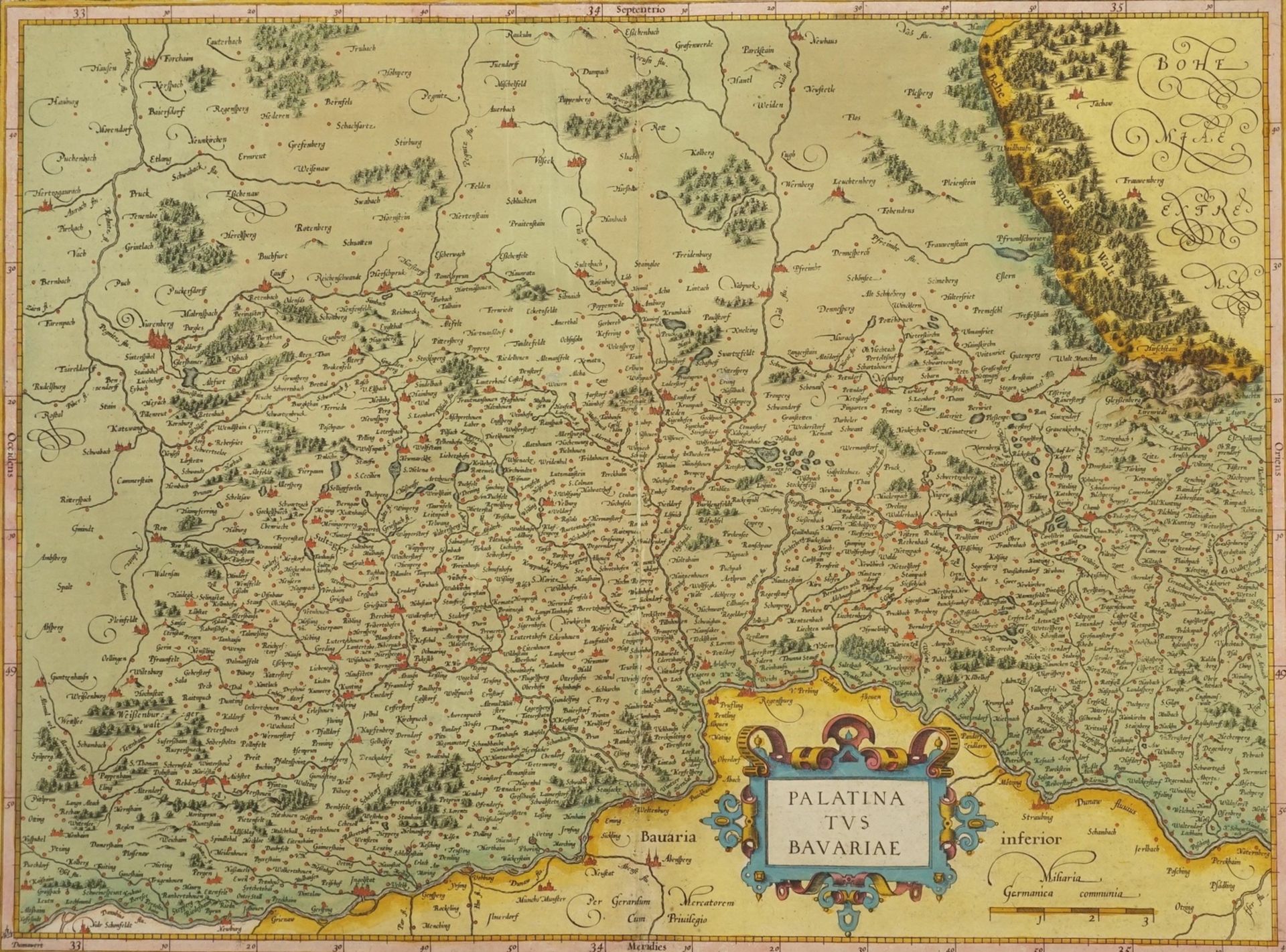 Gerhard Mercator, "Palatinatus Bavariae" (Karte der Oberpfalz)