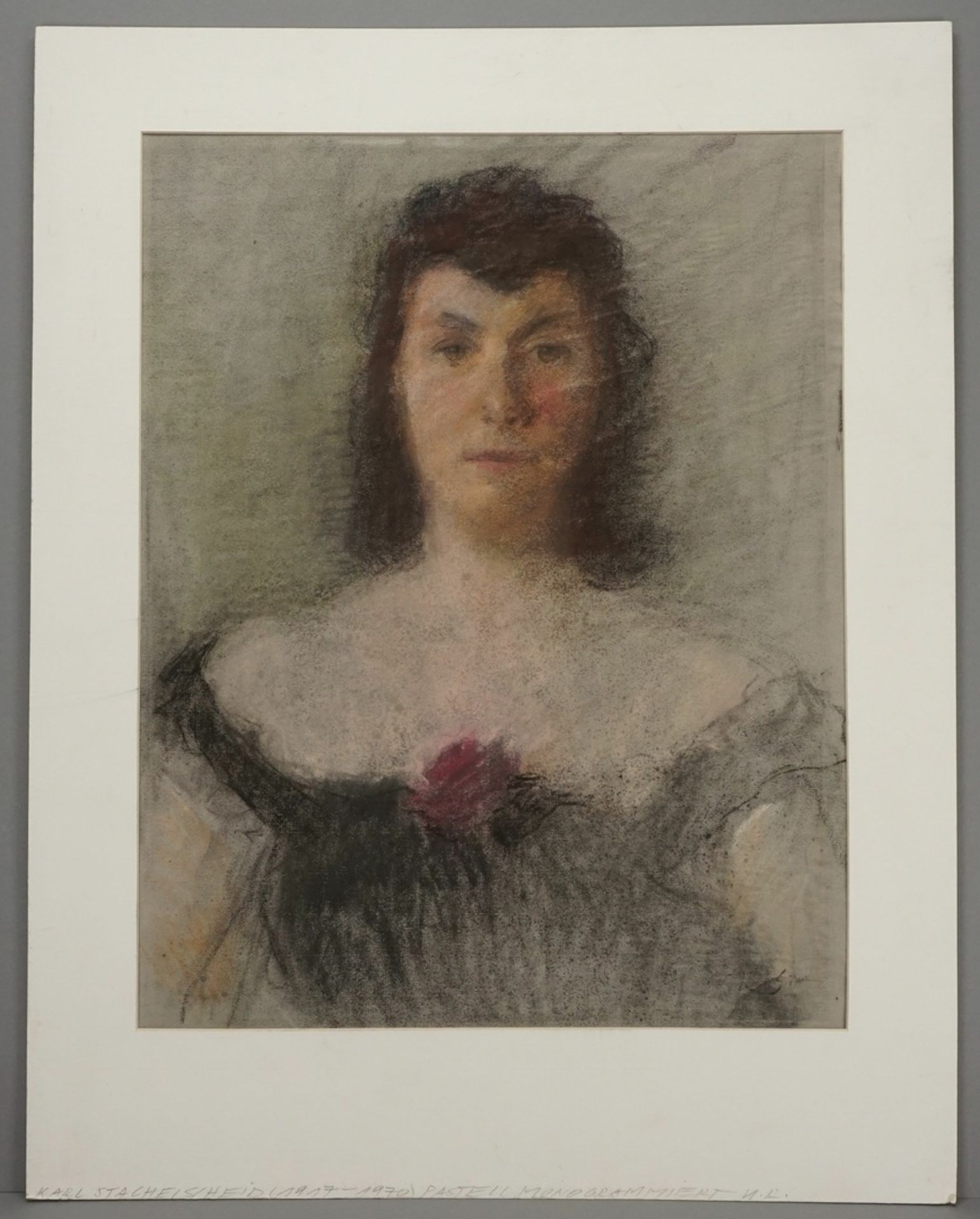 Karl Stachelscheid,  "Damenportrait im schwarzen Kleid" - Bild 2 aus 3