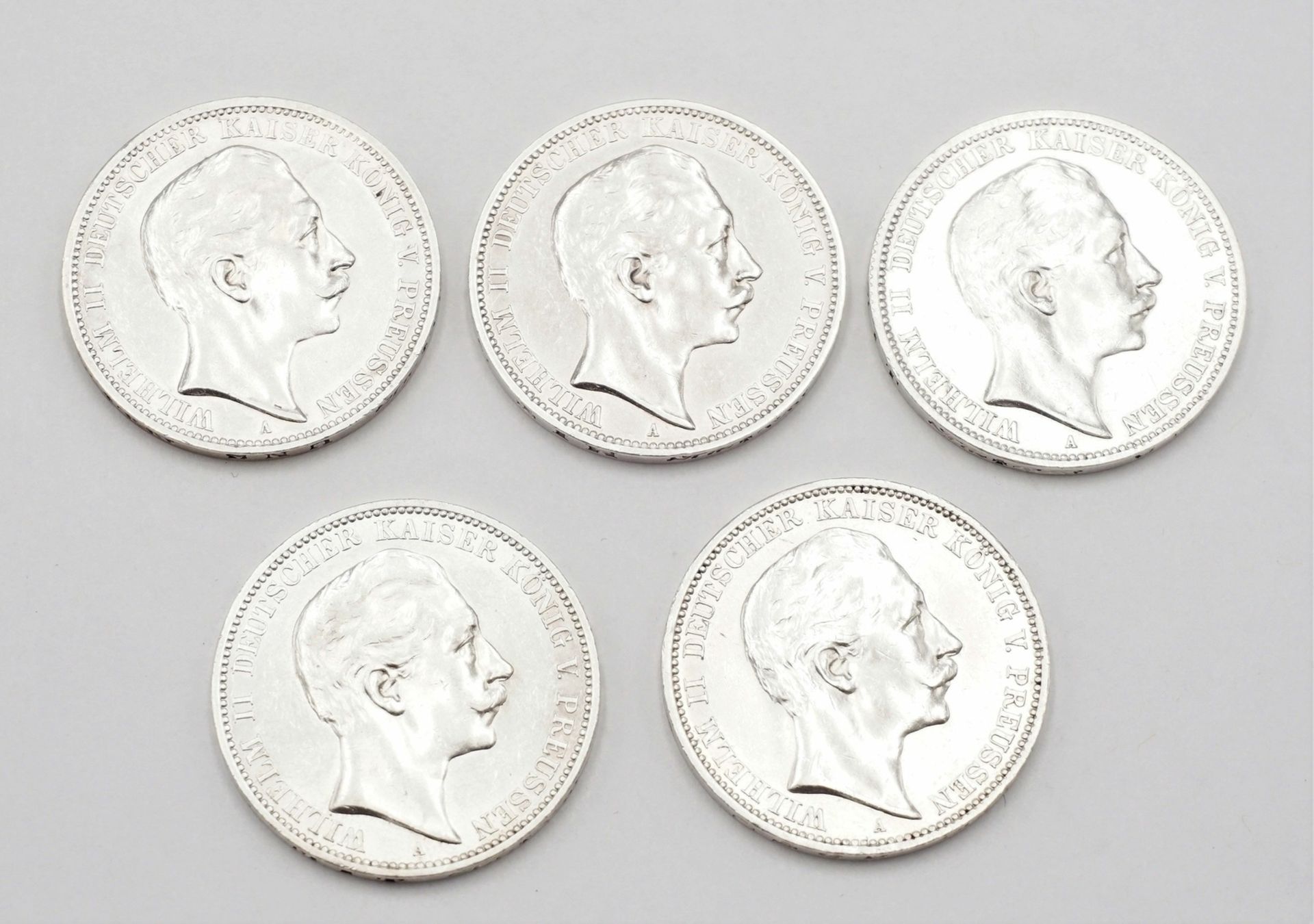 Fünf Silbermünzen Preußen