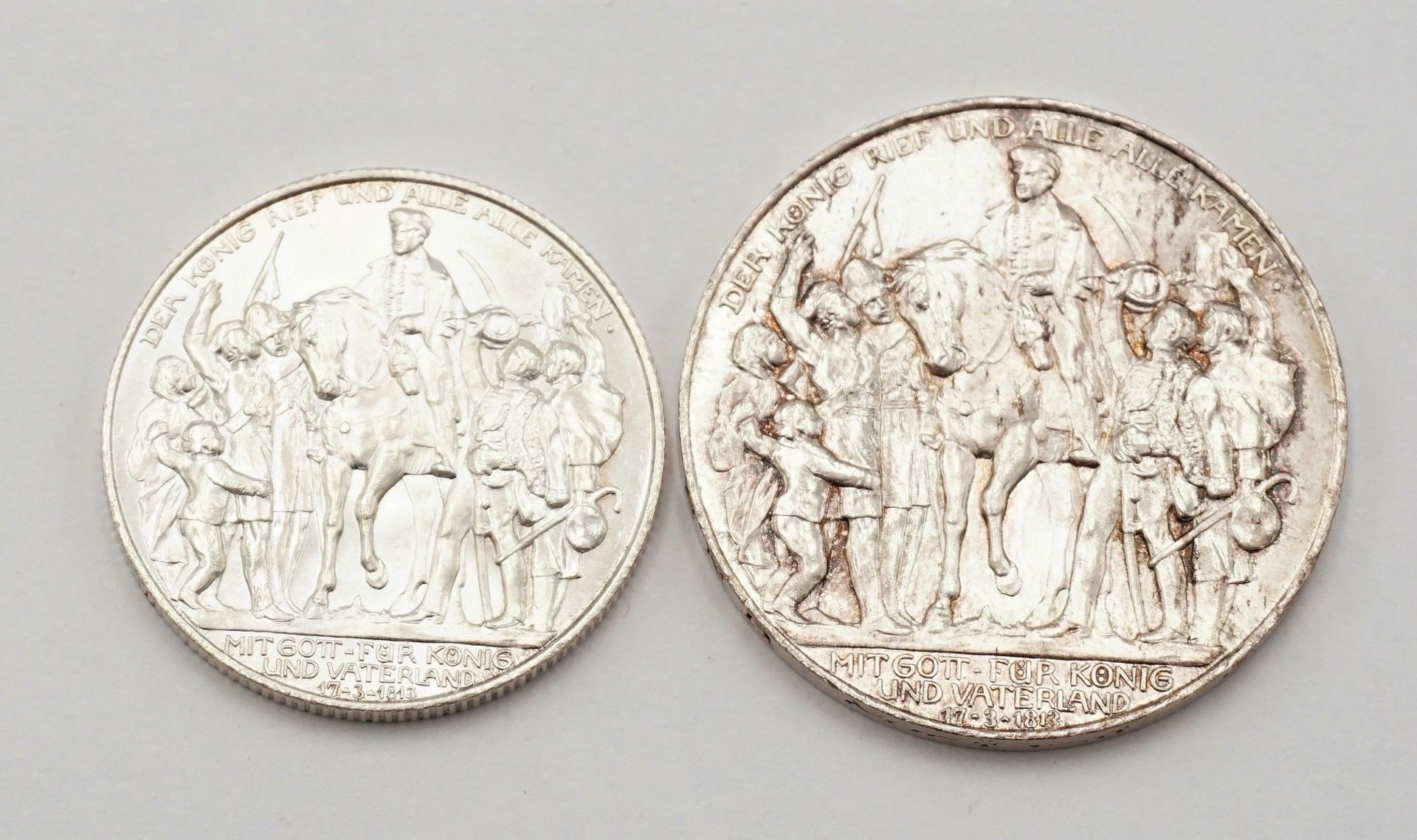 Zwei Münzen "100 Jahre Befreiungskriege"