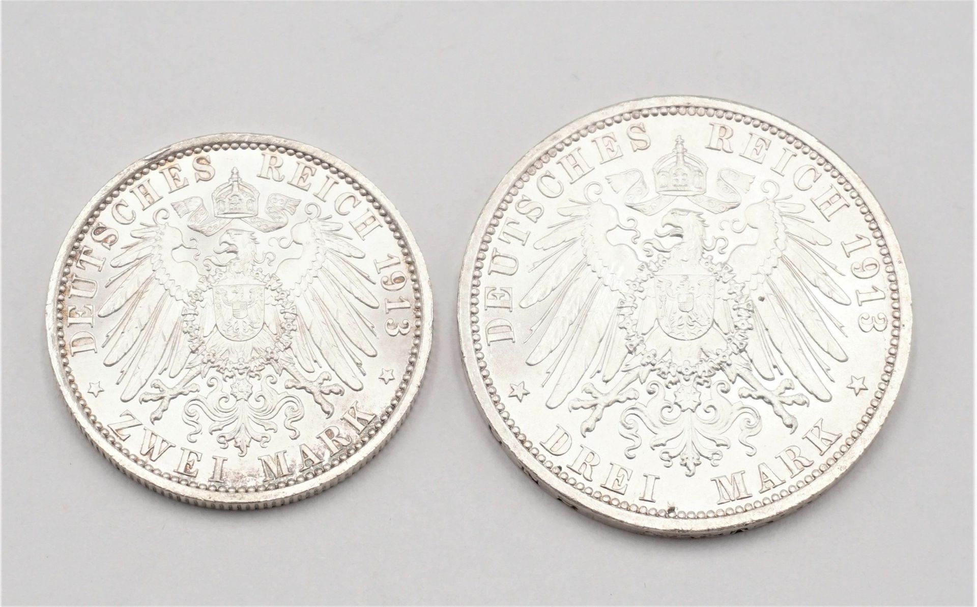 Zwei Münzen "25. Regierungsjubiläum Kaiser Wilhelm II." - Bild 2 aus 2
