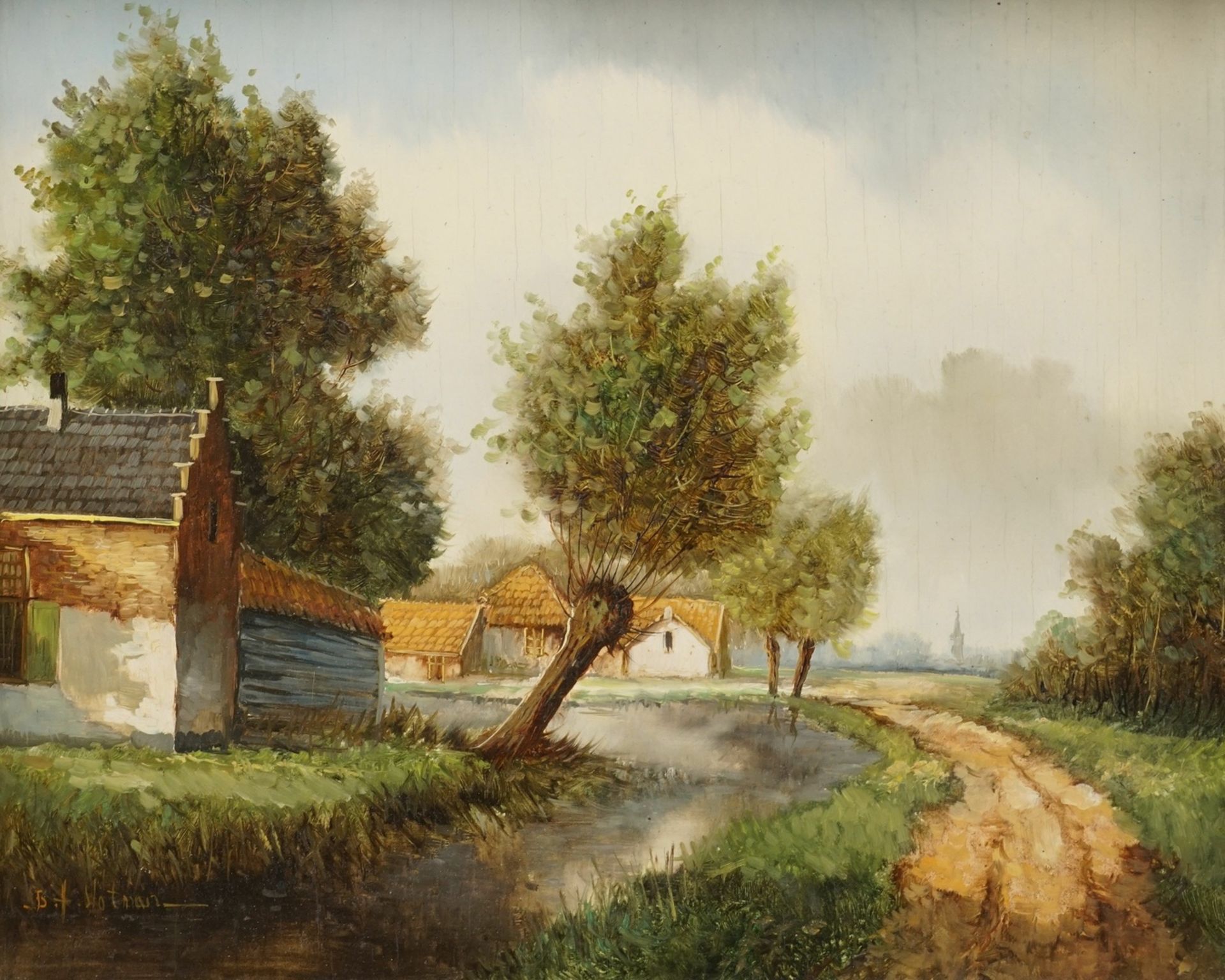 B. H.  Slotmann,  Zwei Dorfszenen am Kanal - Bild 3 aus 4