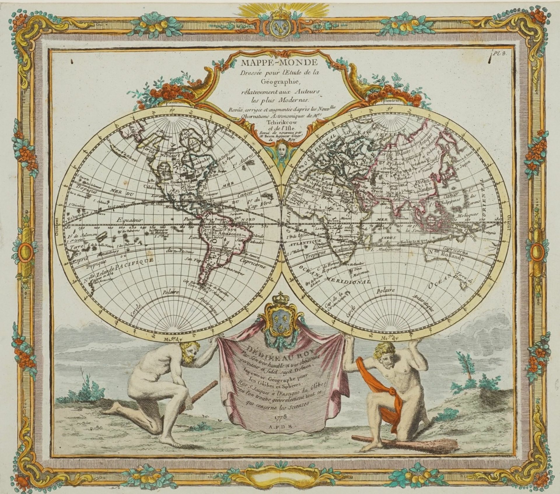 Louis Charles Desnos, "Mappe-Monde dressée pour l'Etude de la Géographie"