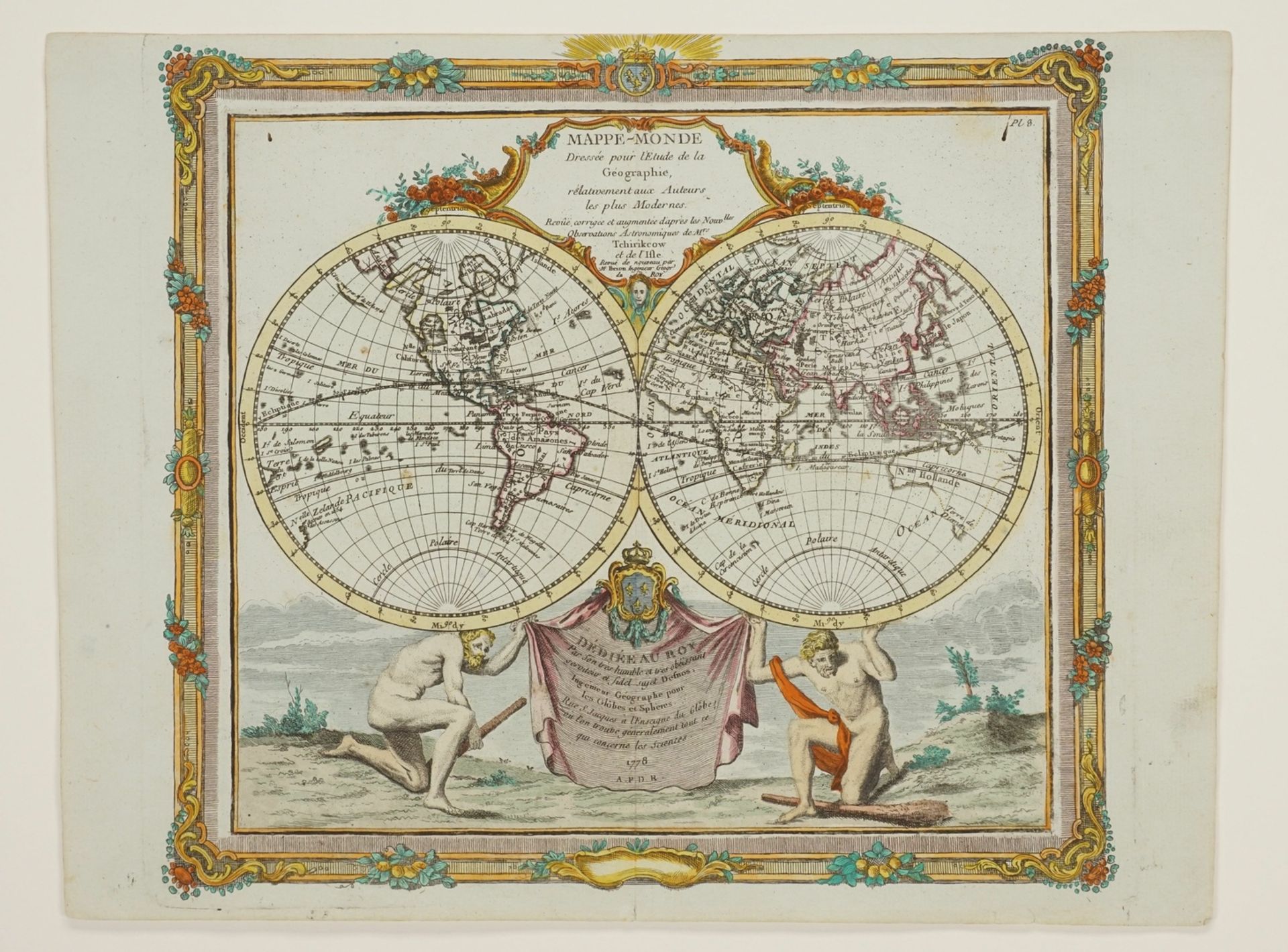 Louis Charles Desnos, "Mappe-Monde dressée pour l'Etude de la Géographie" - Bild 3 aus 3