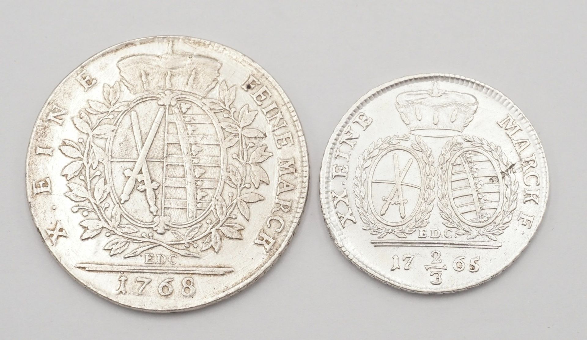 Sachsen, ein Taler 1768 und 2/3 Taler 1765, Silber - Image 2 of 2