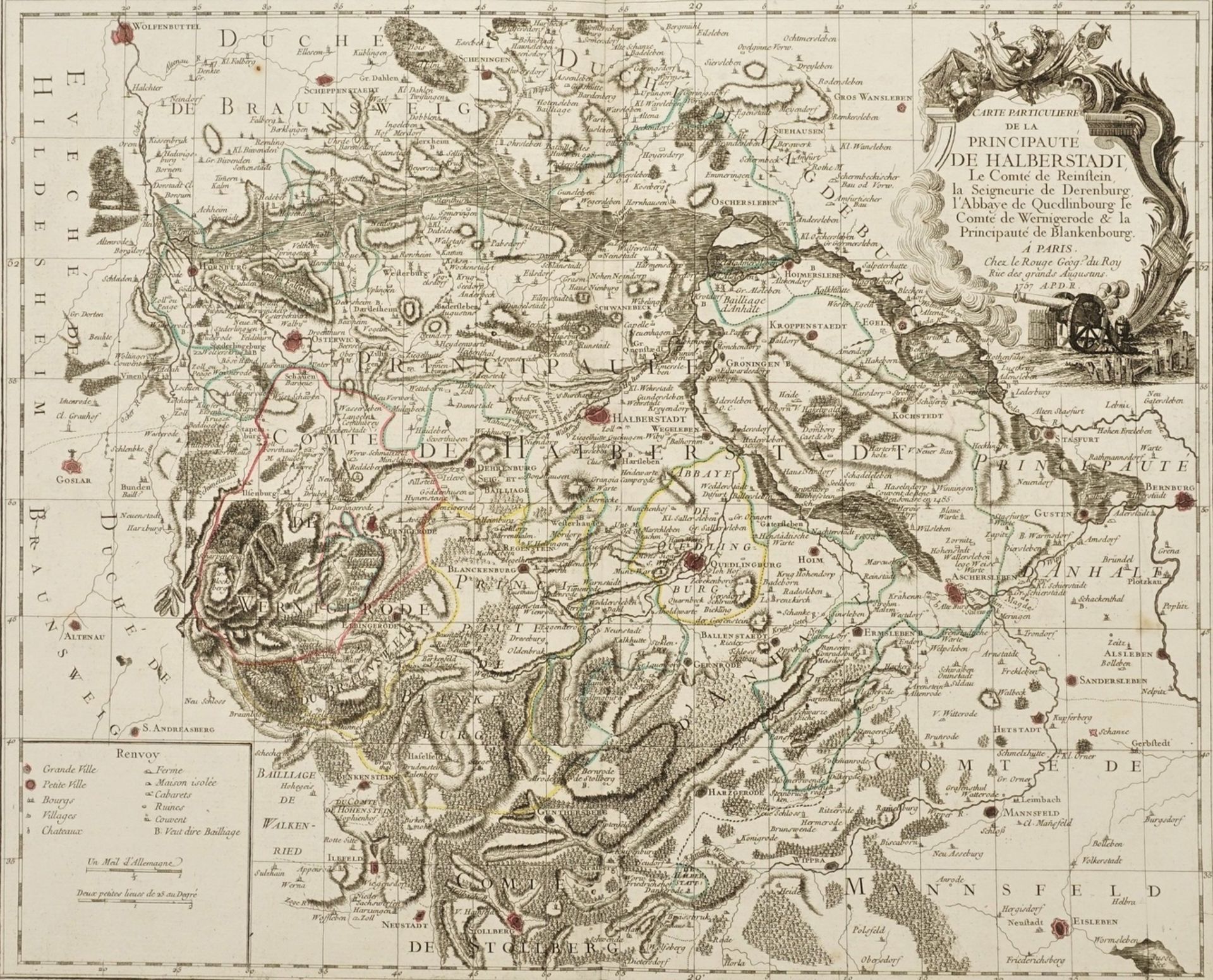 Landkarte, "Carte particuliere de la Pricipauté de Halberstadt [...]"