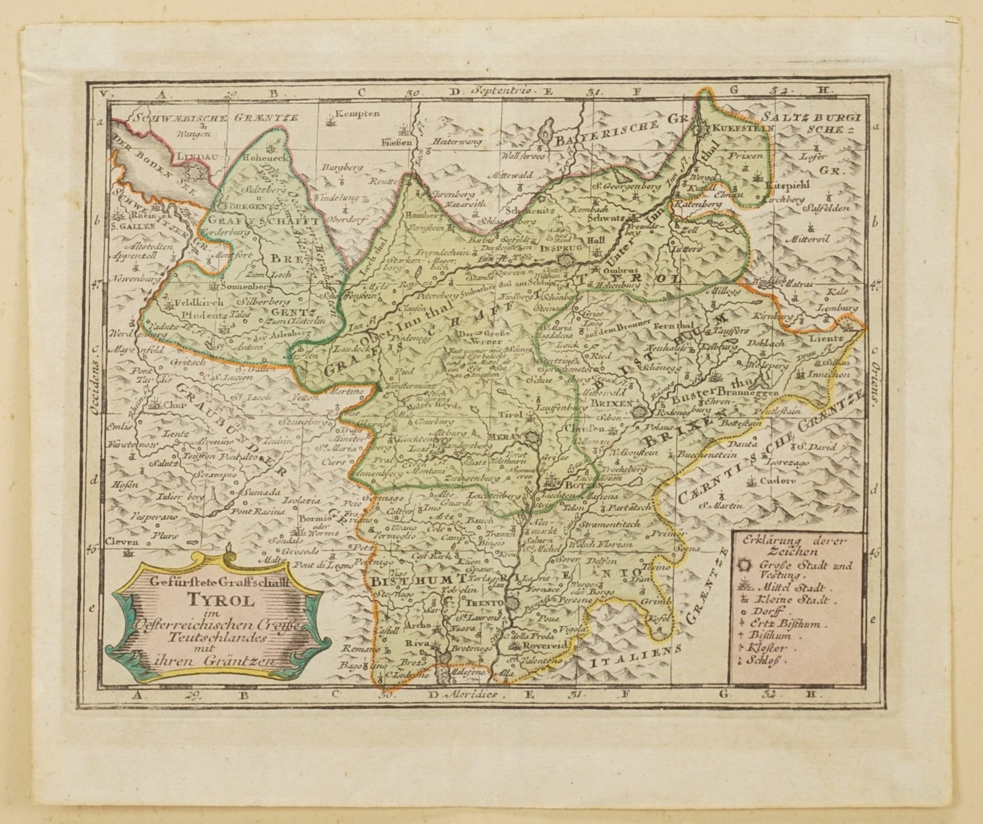 Johann Christoph Weigel, "Gefürstete Graffschafft Tyrol" (Karte von Tirol) - Image 3 of 4