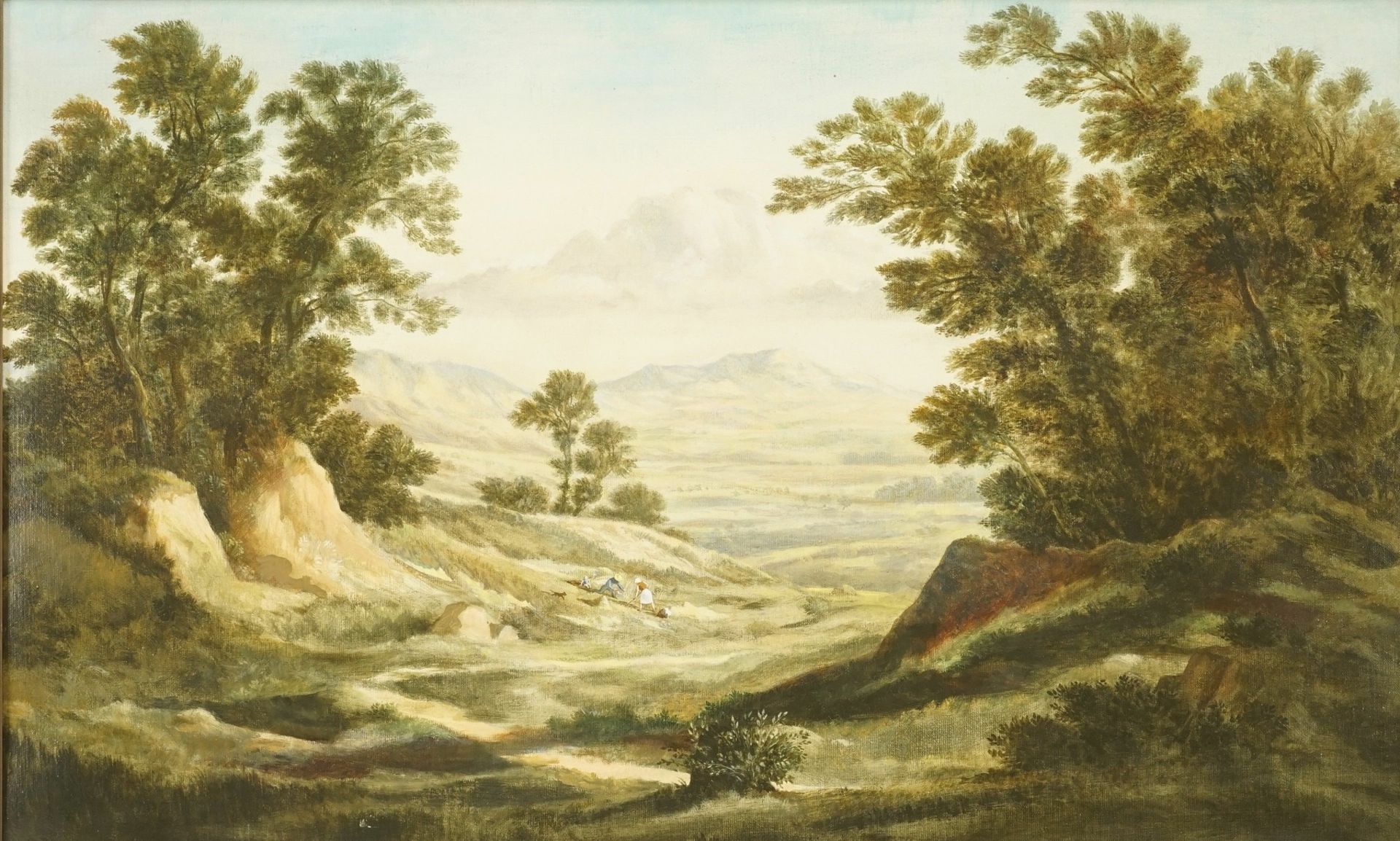 Hans Albert Simon-Schäfer,  "Arkadische Landschaft mit Bauernfamilie"