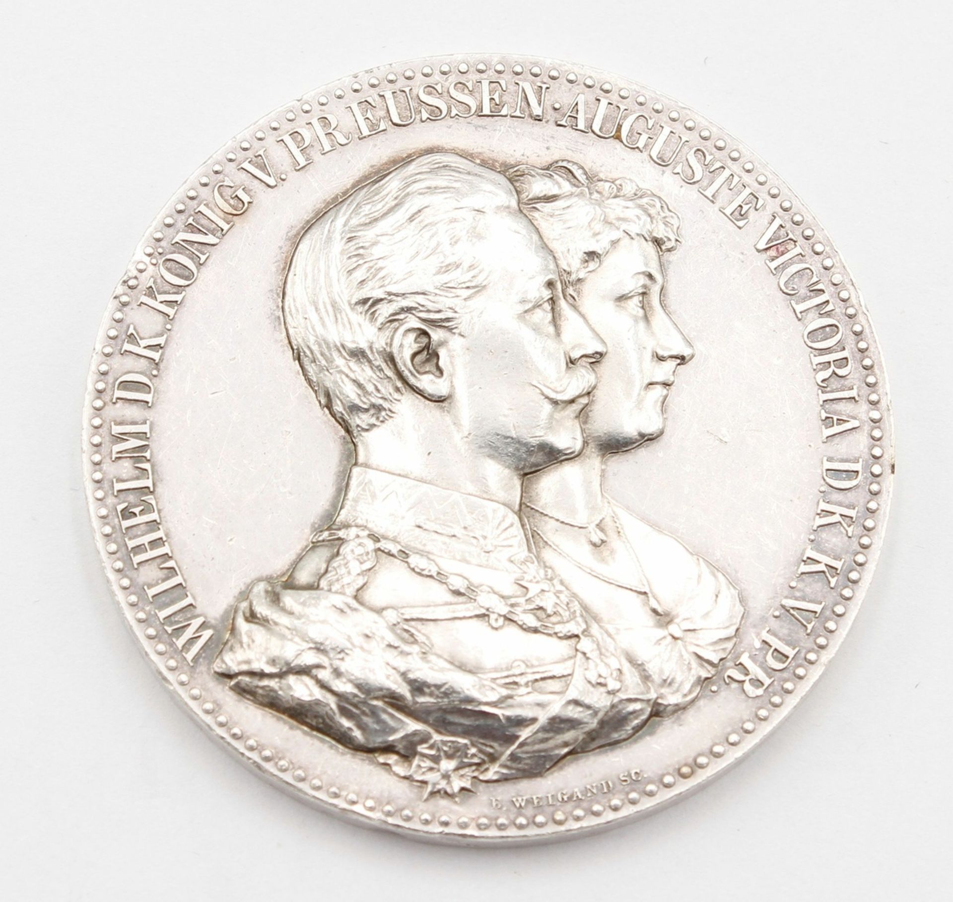 Silbermedaille Ehejubiläum Wilhelm König von Preußen mit Auguste Viktoria