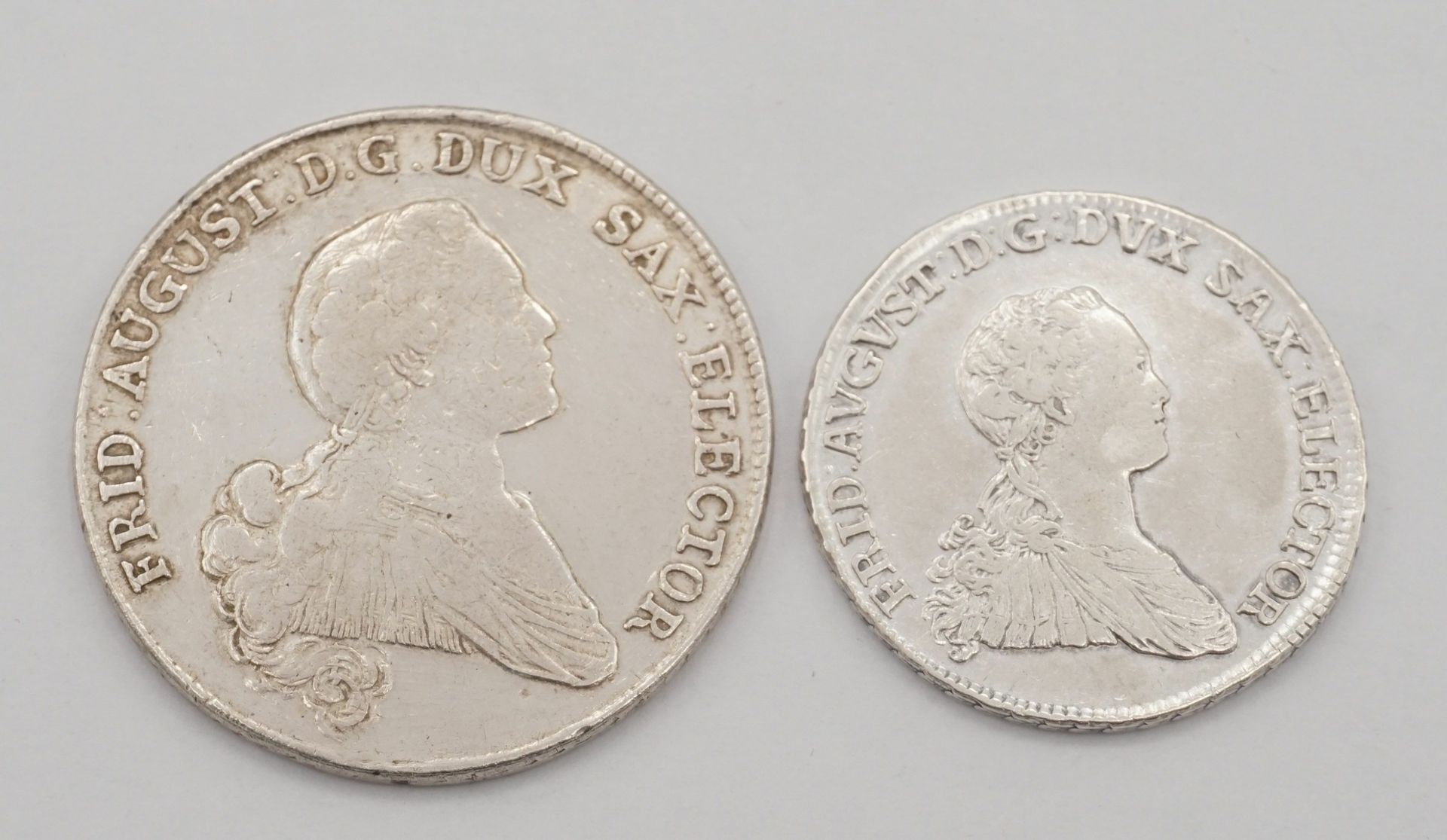 Sachsen, ein Taler 1768 und 2/3 Taler 1765, Silber