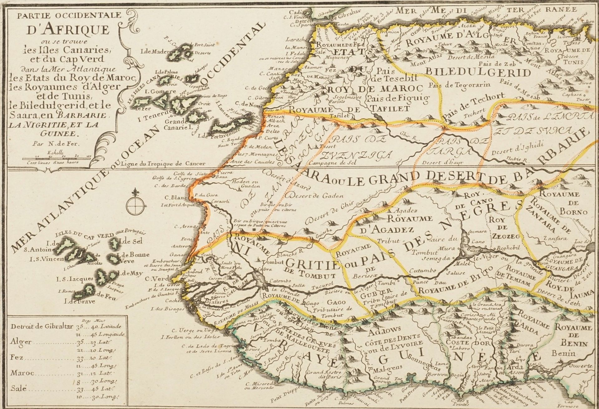 Nicolas de Fer, "Partie Occidentale d'Afrique" (Karte von Westafrika)