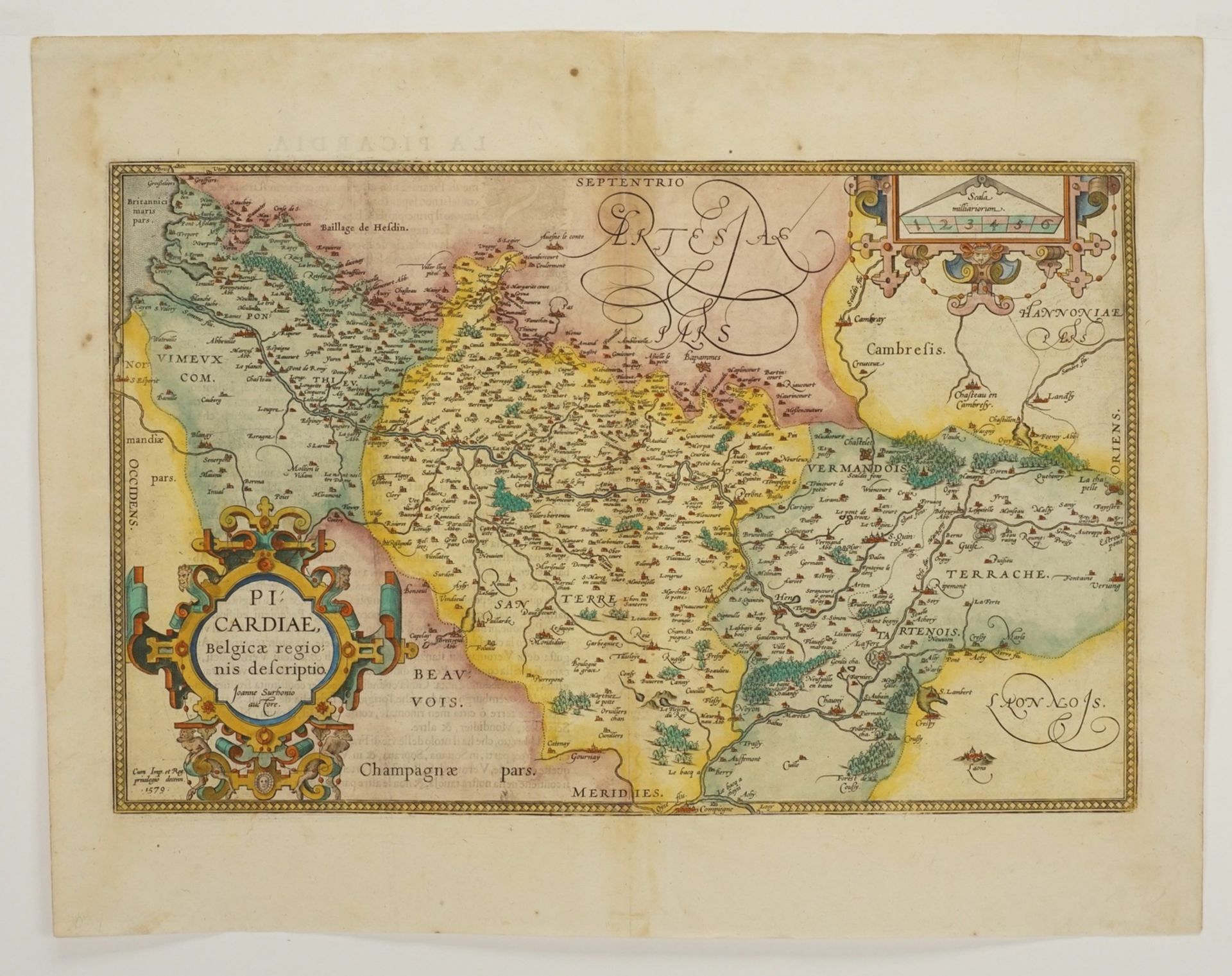 Abraham Ortelius, ""Picardiae, Belgicae regionis descriptio" (Karte der Picardie)" - Image 3 of 4