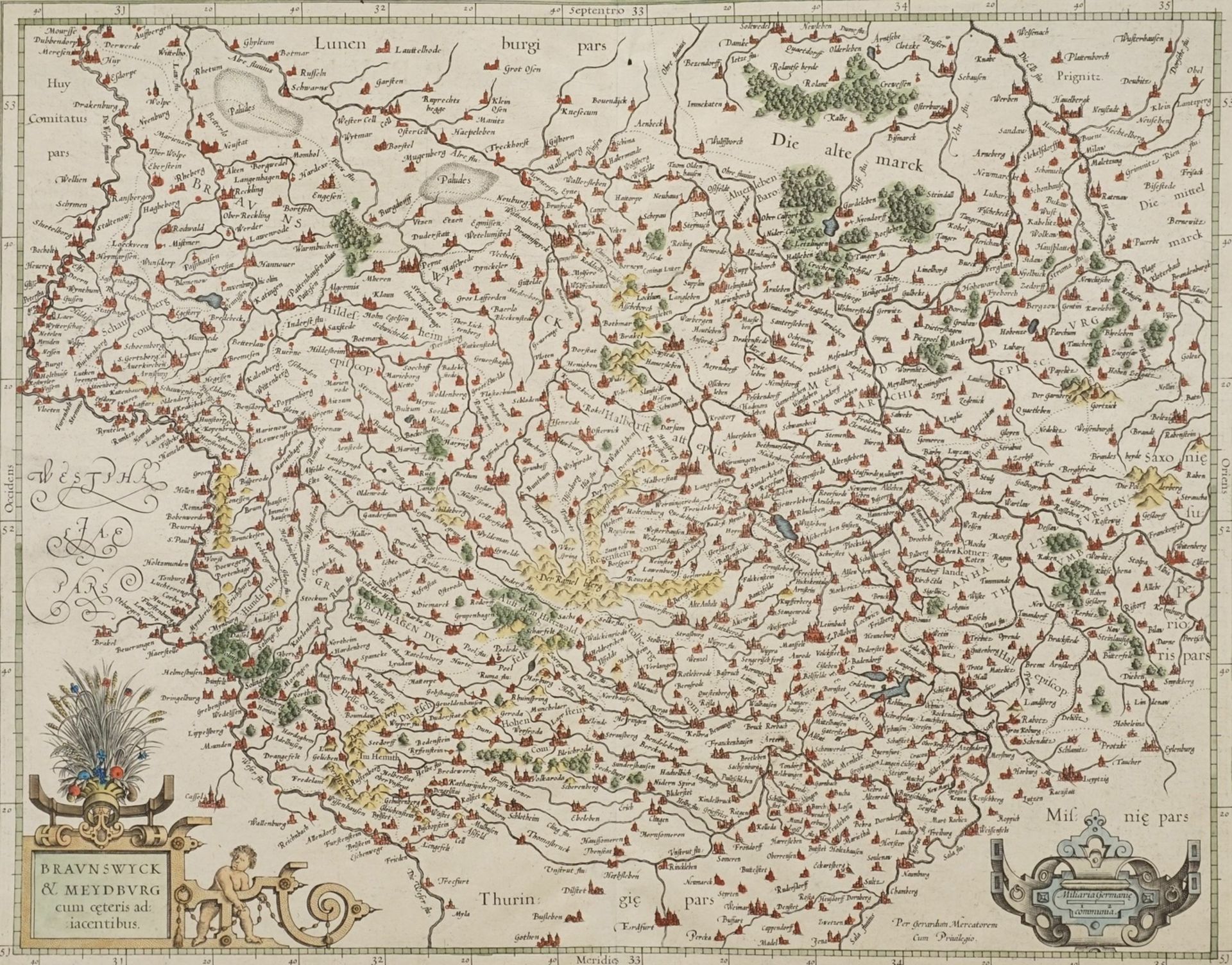 Gerhard Mercator,  "Landkarte der Harzregion"