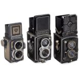 2 x Rolleiflex TLR und Dummy Rolleiflex 4 x 4 "Baby"Franke & Heidecke, Braunschweig. 1) Rolleiflex