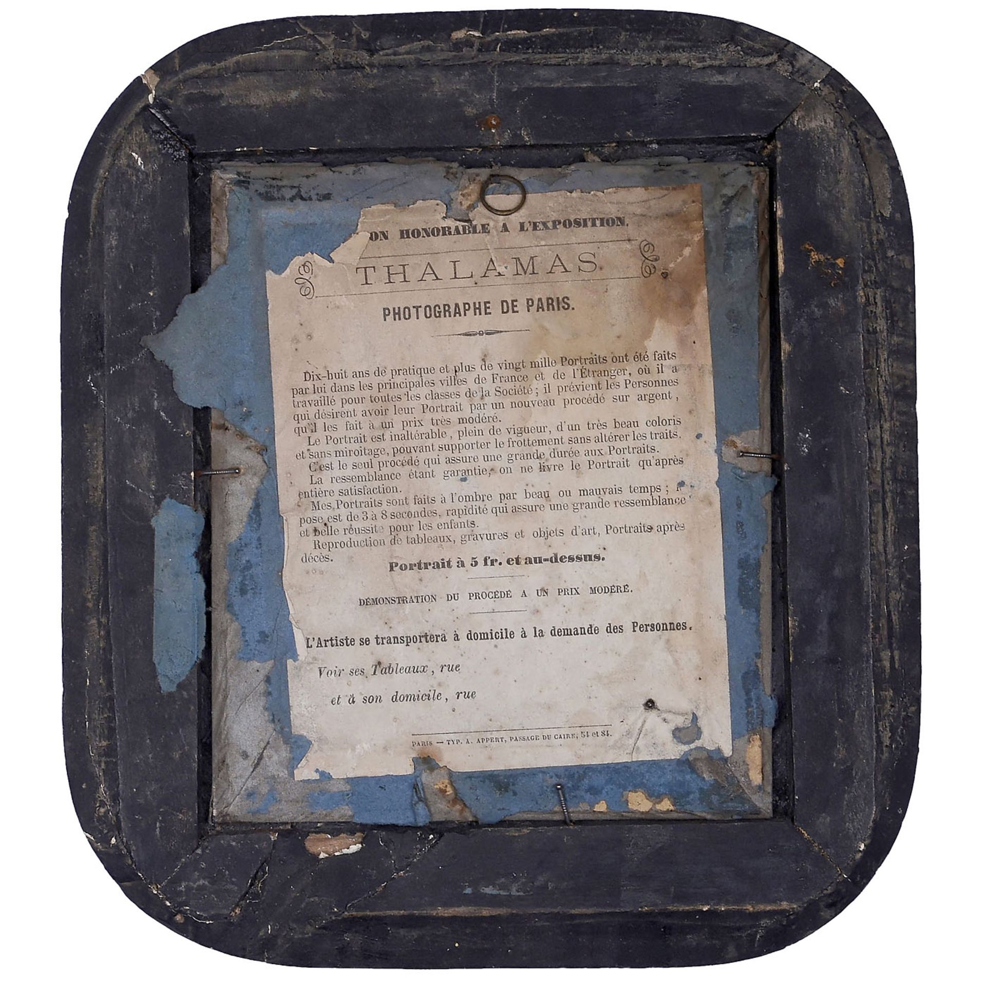 2 Daguerreotypien, um 1850-601) Barthélémy Thalamas, Paris. Rahmen 20 x 22 cm, Bild 7,5 x 9 cm, - Bild 2 aus 2