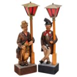 2 automatische Pfeifer-Figuren von Karl Griesbaum, um 1955Triberg, Schwarzwald, geschnitzte