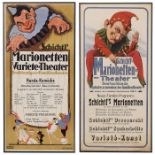 2 Original-Lithographien "Schichtl's Marionetten Varieté-Theater", um 19251) Farblithographie von