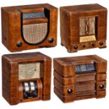 4 deutsche Röhrenradios1) Telefunken 543 WL, 1935, 5 Röhren. - 2) Blaupunkt Super 4LGH, 1934,