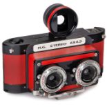 Rollfilm-Stereokamera für 6 x 4,5 cm HochformatGraumann, Deutschland. Gehäuse von Lomography,