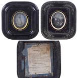 2 Daguerreotypien, um 1850-601) Barthélémy Thalamas, Paris. Rahmen 20 x 22 cm, Bild 7,5 x 9 cm,
