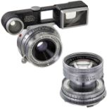 Summicron-M 2/5 cm und Summaron-M 3,5/3,5 cmLeitz, Wetzlar. 1) Summicron-M 2/5 cm Nr. 1365982, um