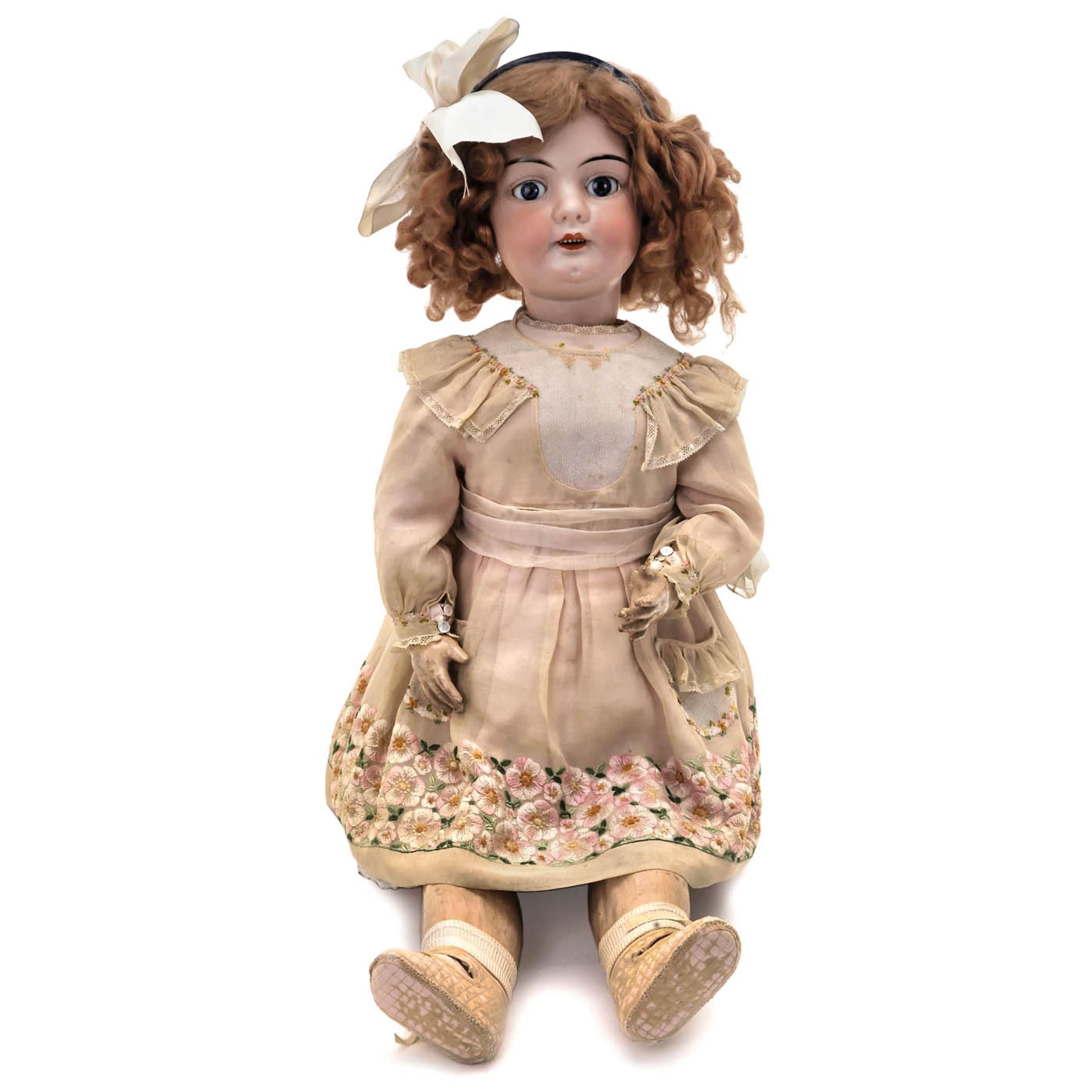 Späte französische Bébé-Puppe aus Biskuitporzellan, um 1920Möglicherweise von Pintel & Godchaux,