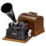 Edison Gem Phonograph Modell A, um 1904Für 2-Minuten-Walzen, Serien-Nr. 112903, Schalldose Modell C,