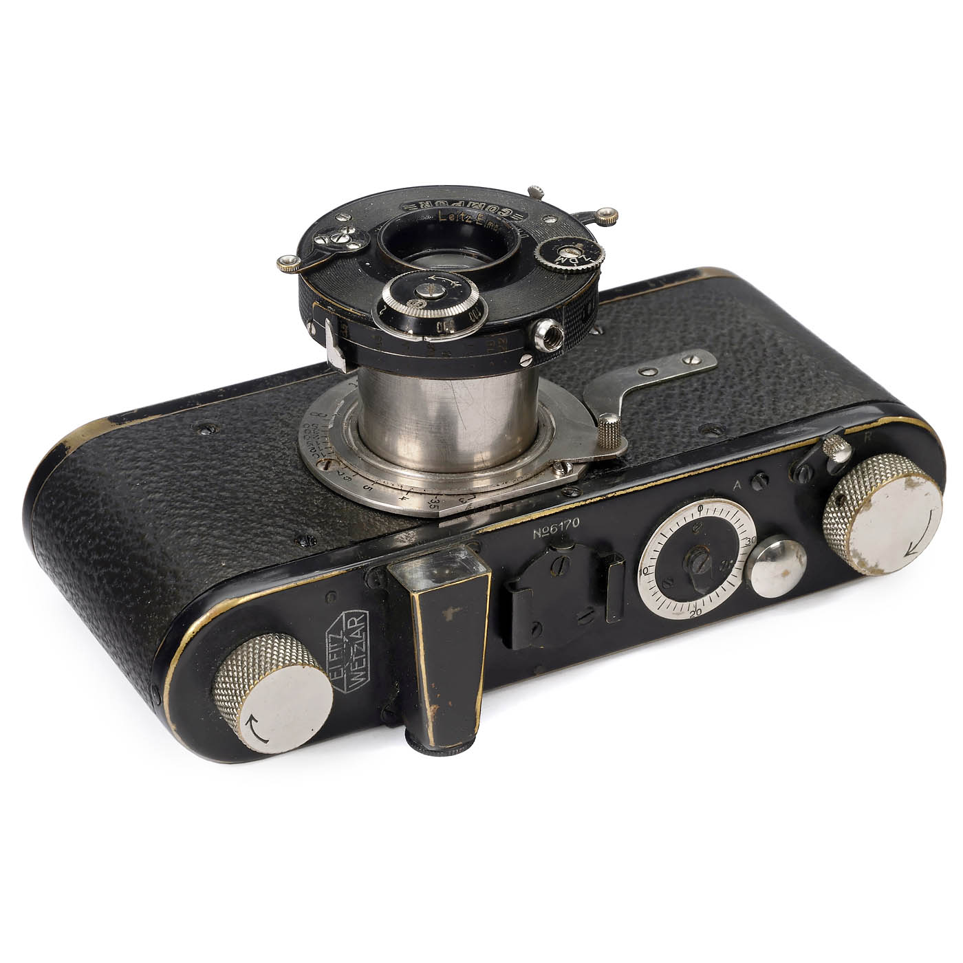 Rad-Compur Leica, um 1926 Leitz, Wetzlar. Nr. 6170, mit Elmar 3,5/50 mm in Rad-Compur, Nr. 657181, - Image 2 of 3