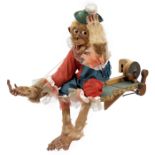Affenpuppe für den Jahrmarkt Figur aus Mischmasse, Mund, Augen, Hände, Knie und Unterschenkel