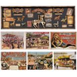 Schaukasten und 5 Jahrmarktplakate 1) Schaukasten "Carousel Heritage", mit Miniaturen von englischen
