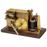 Morse-Telegraph von Siemens & Halske, um 1895 Nr. 13883, original zaponiertes Messing, Federwerk (